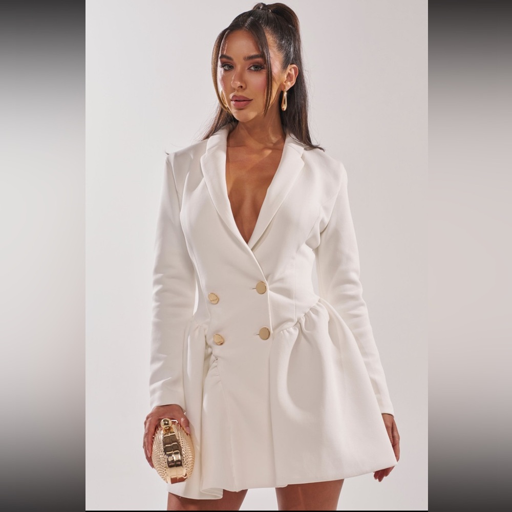 HBIC BLAZER MINI DRESS IN WHITE - L